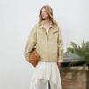 Womens Vintage Washed Oversized Utility Jacket Fall 2026 Casual Short Coat With Zip Front Side Pockets