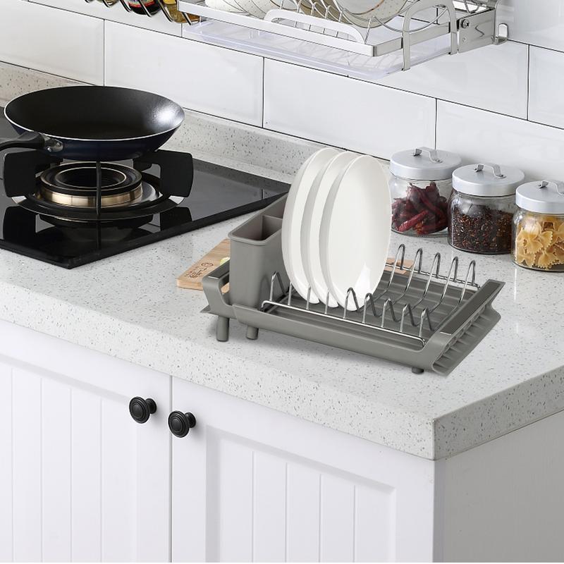 Dish Drain Rack Draining Storage Shelf Kitchen Utensil Holder Countertop Drainer Space-Saving  Dryer Rack For Dishes Cups Plate