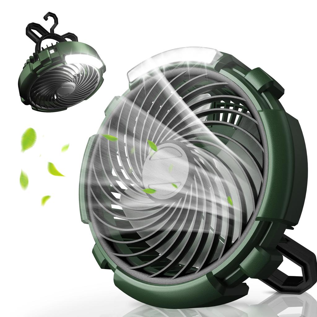 Portable Camping Fan 180° Rotation with Hanging Hook Desk Fan with LED Lantern Portable Tent Fan for Travel Camping Outdoor