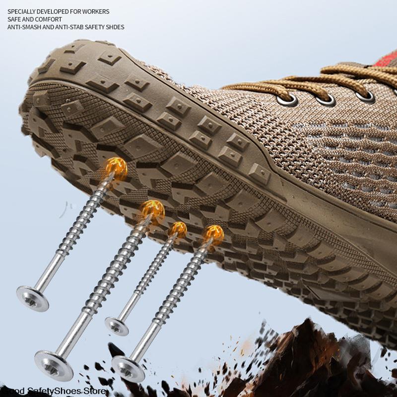 Lightweight Work Shoes Men Anti-Smash Breathable Work Sneakers Men Sport Safety Shoes With Steel Toe Safety Boots Footwear Male