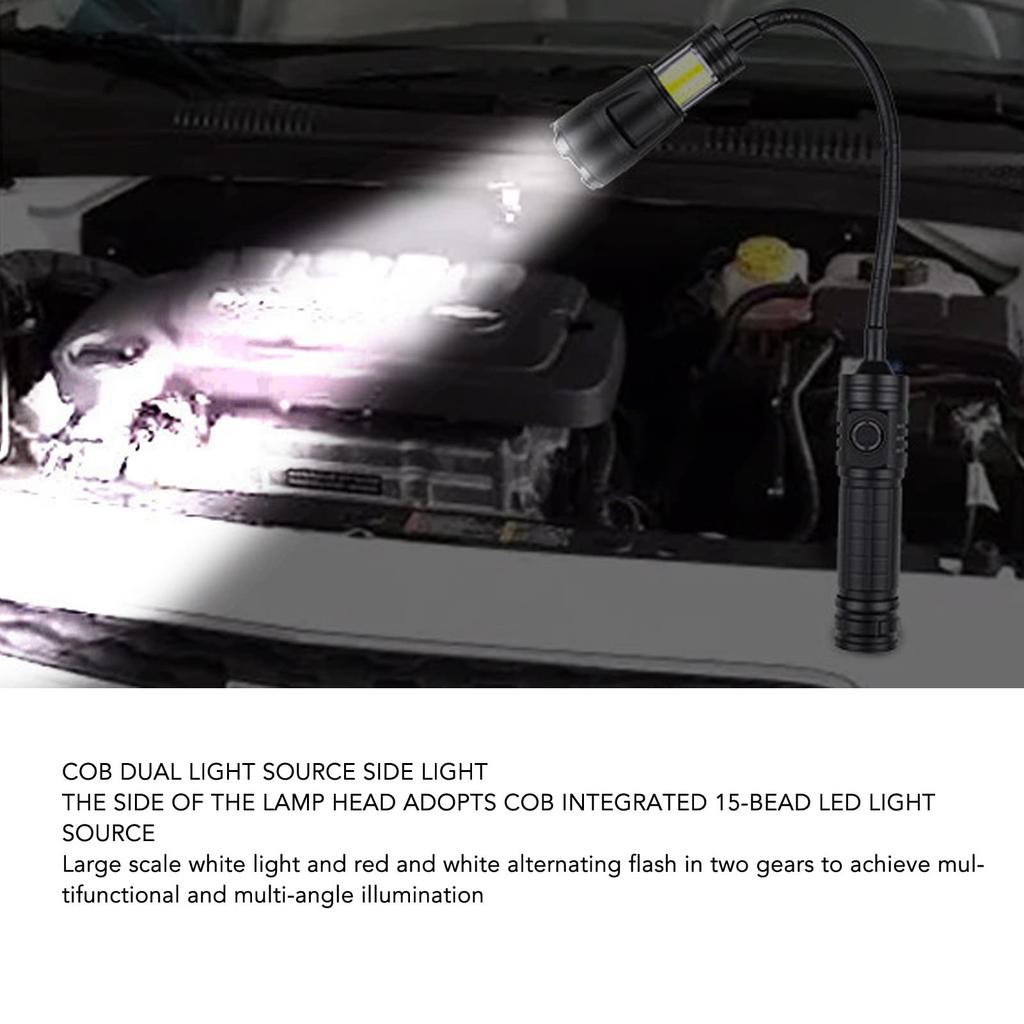 LED Work 1000LM Magnetic Flexible LED Flashlight with COB Side Light for Outdoor Use Light,