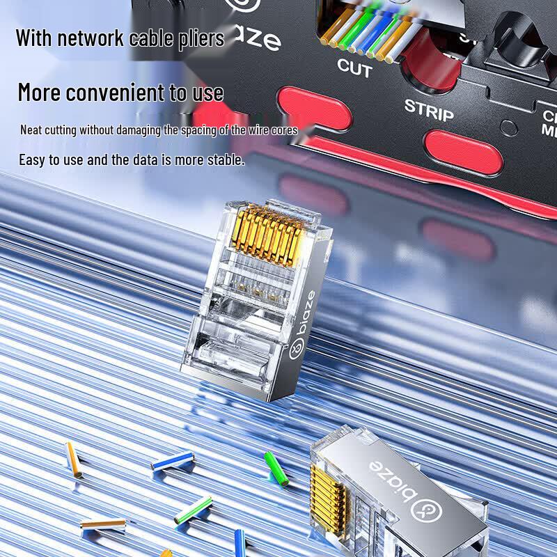 Biaze Cat.6A Shielded RJ45 Pass-Through Connectors