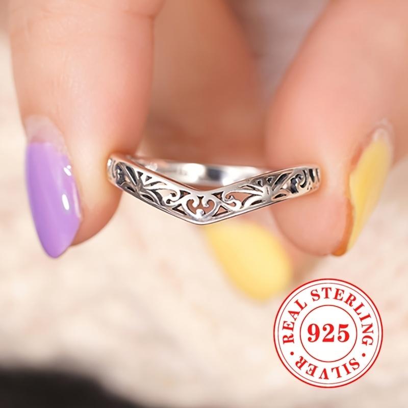 Vintage 925 Sterling Silver Rings for Women Carved Pattern Hollow Out Finger Accessory Exquisite Punk Party Jewelry Gifts