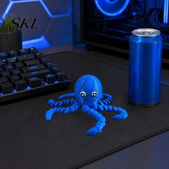 Octopus Sensory Toy 3D Printed Toy, Articulated Figurine with Movable Joints, Plastic Sea Animal Stress Relief Fidget for Kids Adults Model