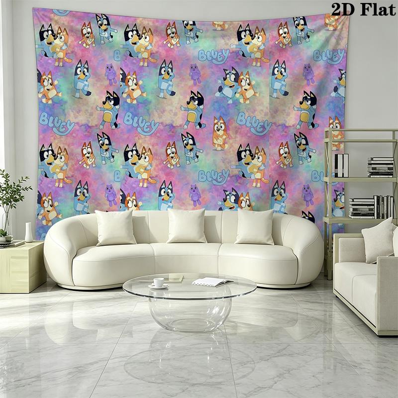 Bluey Wall Tapestry Aesthetic Wall Hanging Printed Fabric Blanket Decorative Tapestries for Bedroom Living Room Home Decor