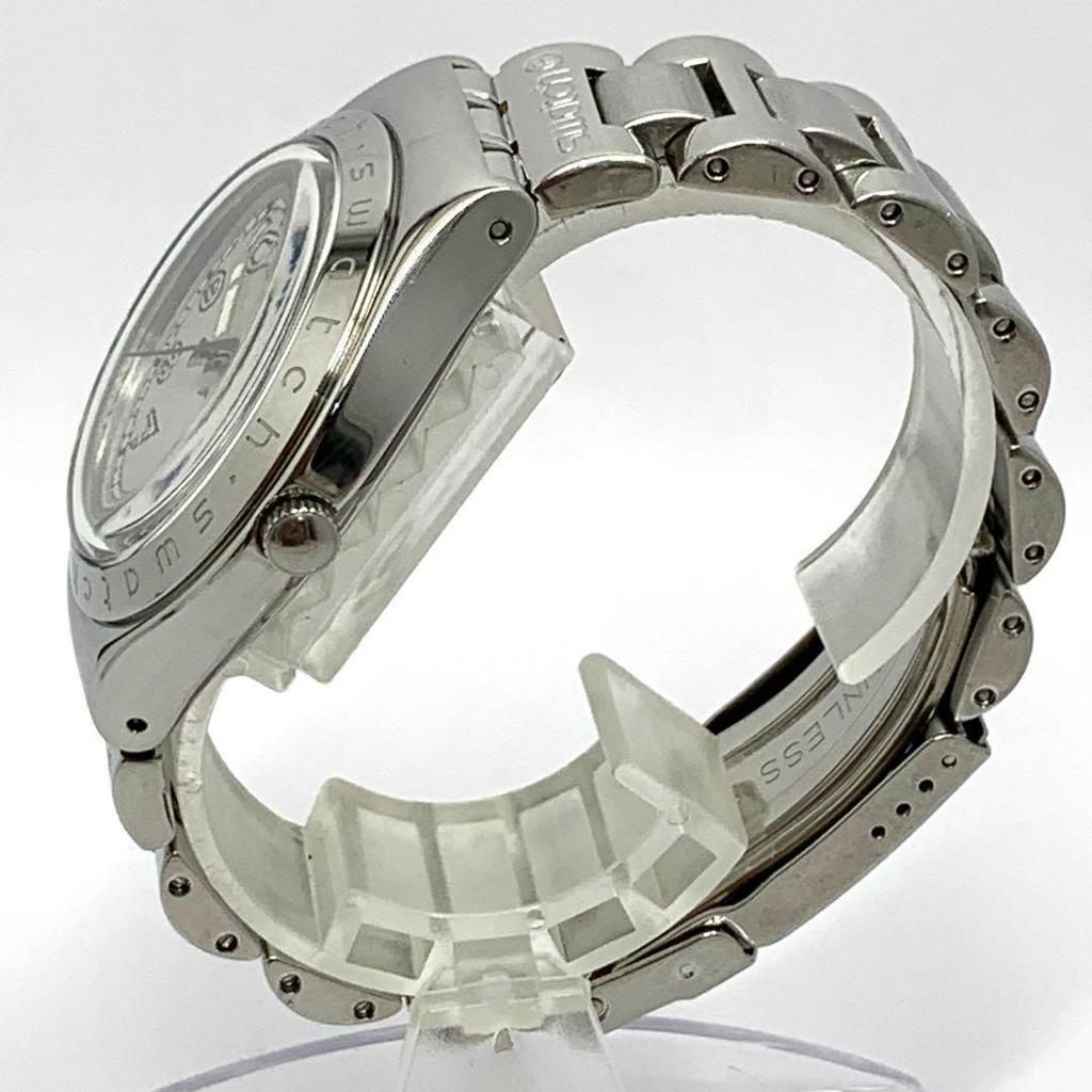 Used 824 Working Item Battery Replaced Swatch IRONY SWISS Men's Watch Quartz 3 Hand Silver Calendar Luminous Popular Rare
