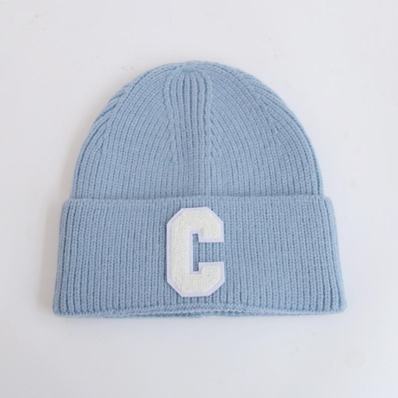 Autumn and Winter New Knitted Hat Children's Leisure and Warmth C Letter Wool Hat Student Pullover Hat Tide