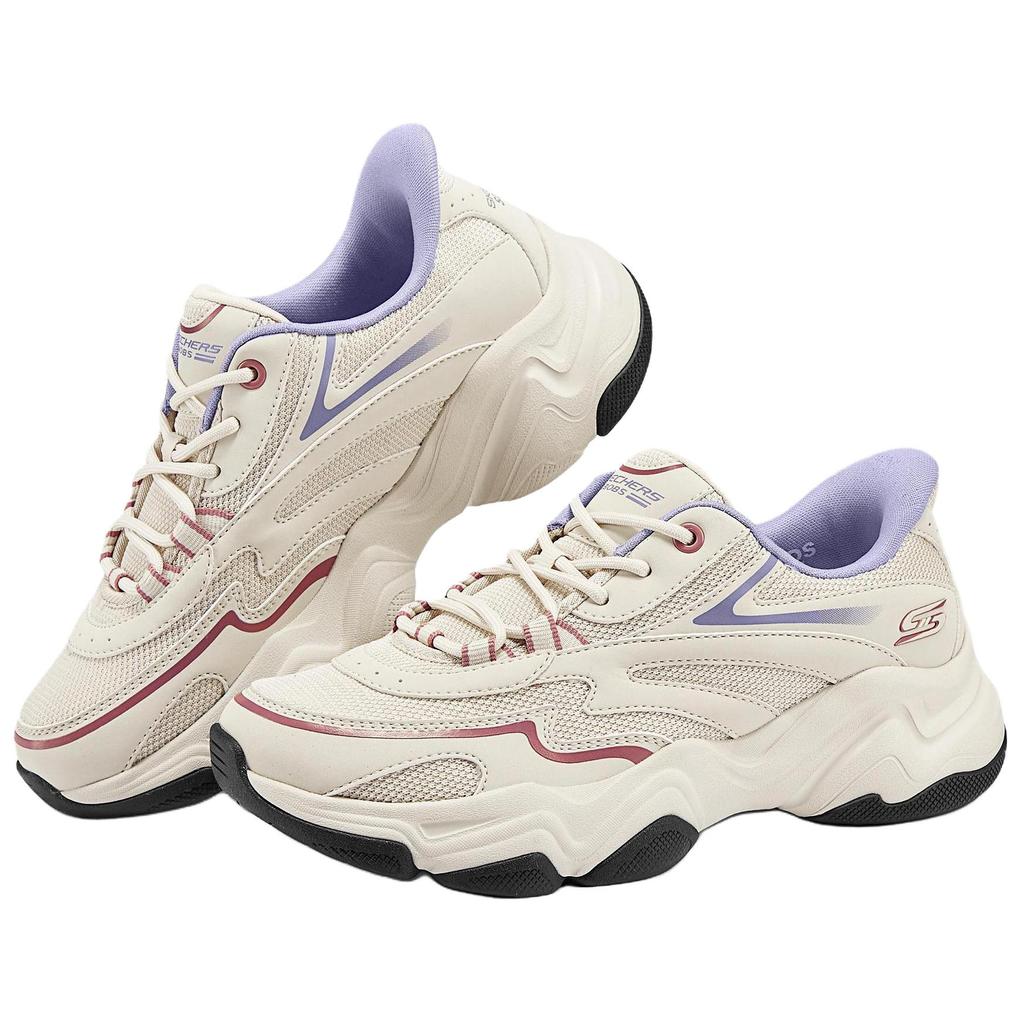 Skechers Scarpe da Allenamento Basse Comode Versatili Sneaker Donna Bianco Sporco Viola 117687-NAT