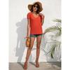 Women's Hollow-Out Lace Blouse, Deep Neck T-Shirt, Short Sleeve, Sexy Summer Top