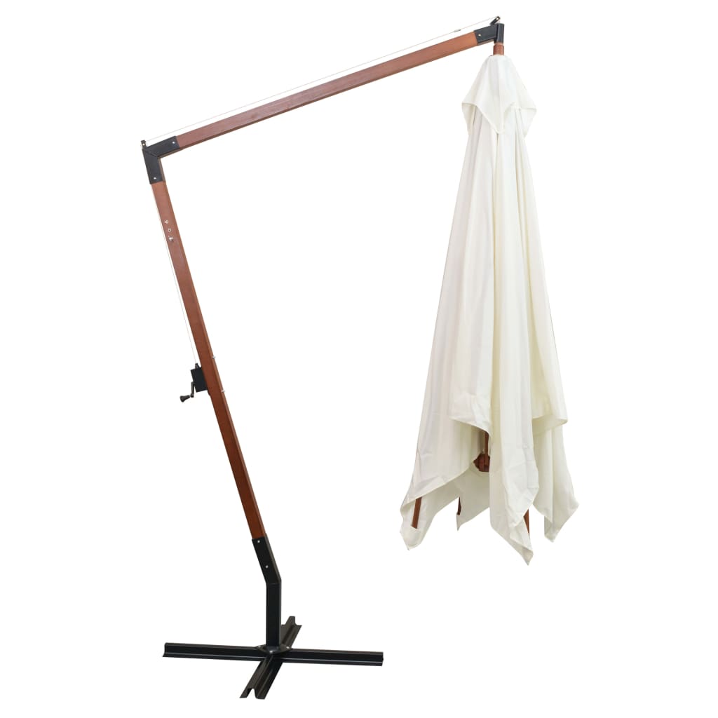 Umbrella 300x300 Cm Wooden Mast White