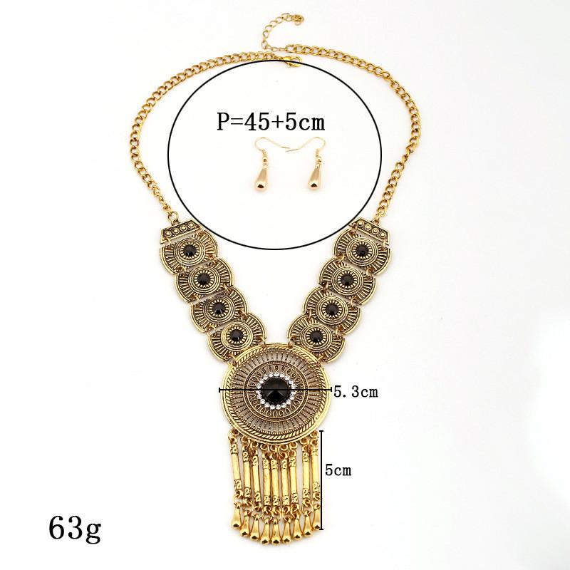 Vintage Water Drop Tassel Necklace With Rhinestone Hollow Geometric Pendant For Women