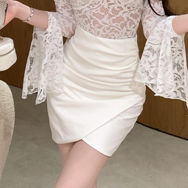 2025 Women's Spice Girls Sexy Lace Long Sleeve Top Skirt Set