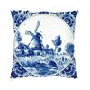 Dutch Blue Delft Cushion Cover 40X40Cm Vintage Windmill And Bridge Art Pillow Case For Sofa Square Pillowcase Home Decorative