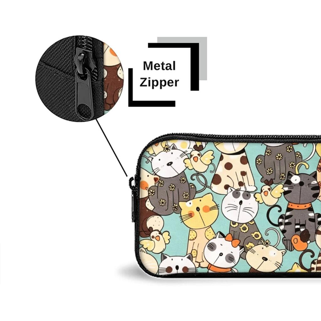 Astuccio a Scomparto Singolo con Stampa di Teste di Gatto Colorate per Ragazzo/Ragazze Migliori Regali Astuccio Cartone Animato per Materiale Scolastico per Bambini