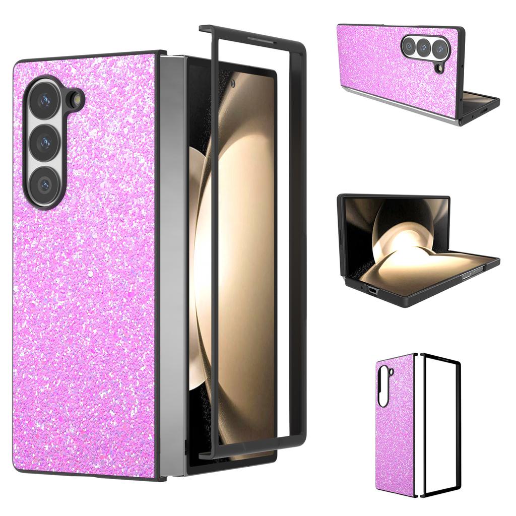 For Samsung Galaxy Z Fold6 5G Case Colored Glitter PU+PC Shockproof Phone Cover