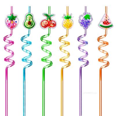 Sparkling Fruit Shaped Straw Cute Children's Curved Plastic Straw Reusable Bar Milk Tea Straw Wedding Birthday Decor 1pcs