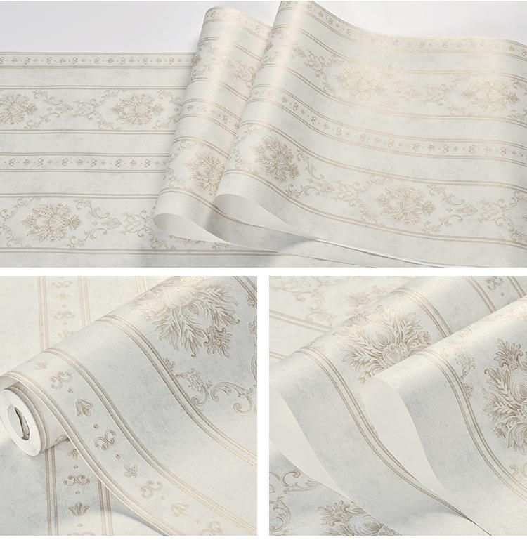 European Damask Stripe Wallpaper Living Room Non-Woven Floral Tv Sofa Background Wallpaper Bedroom