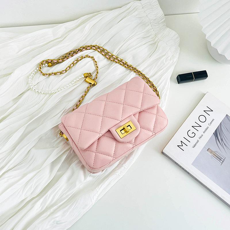 Diamond Embroidered Thread Small Bag for Women's Sweet New Summer Chain Crossbody Bag Fashionable and Versatile One Shoulder Small Square Bag