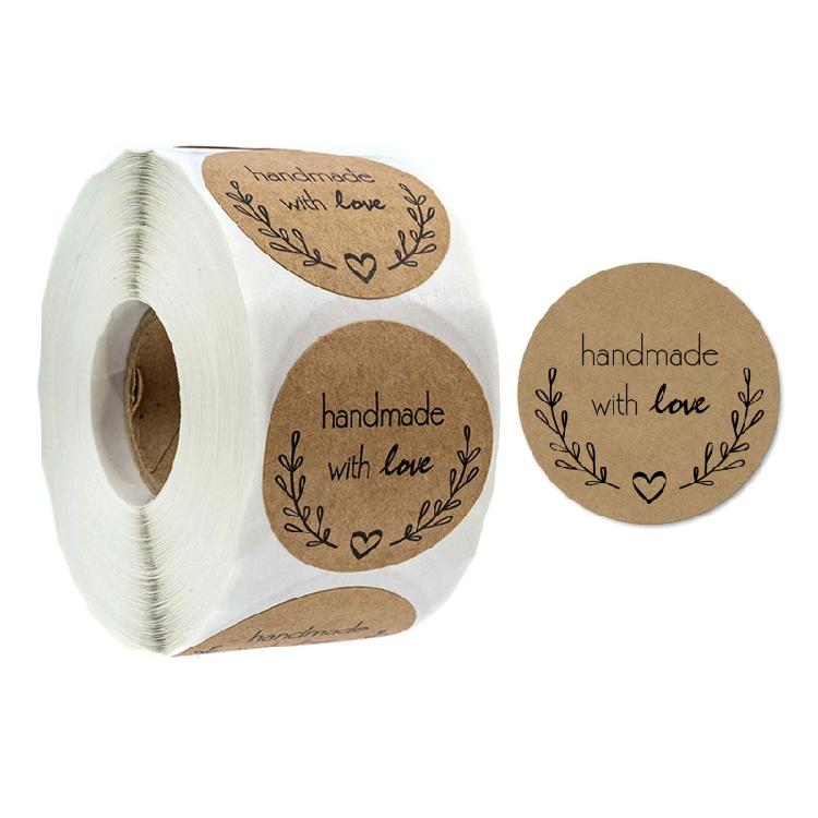 Handmade Sealing Stickers 500pcs/roll Kraft Paper Cookie Biscuit Decoration