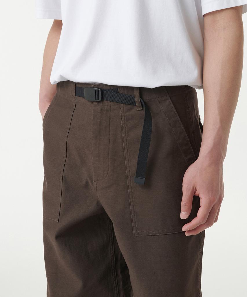 Musinsa Standard Back Satin Wide Belted Fatigue Pants [Brown]