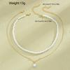 2 Pcs Elegant Pearl Beads Chic Exquisite Necklace Set Fashion Gold Color Minimalist Choker Necklace Daily Wear Party Jewelry New