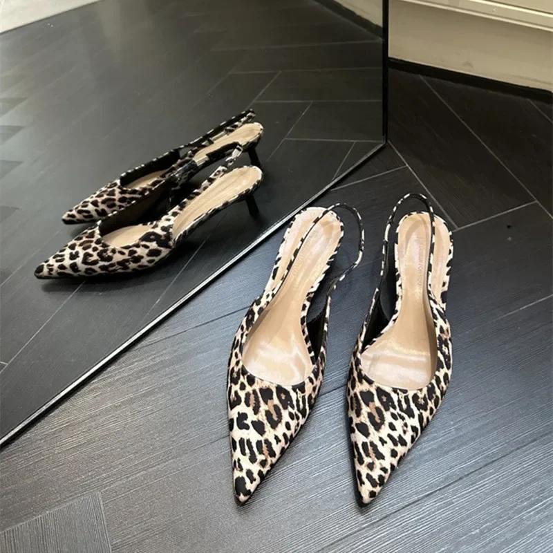 Fashion Elegant Low Heel Satin Women Pumps Sexy Pointed Toe Slingbacks Thin High Heels Comfort Mules Sandals Dress Shoes Heeled Sandals