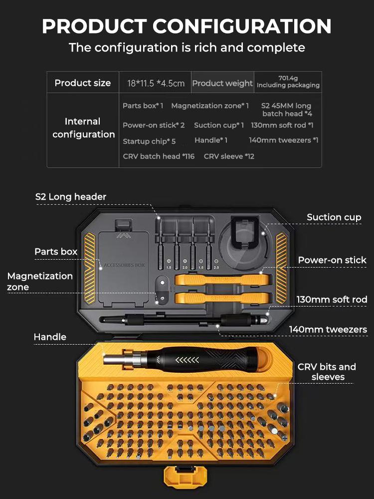 145 In 1 Precision Screwdriver Set Hex Phillips Magnetic CR-V Bits For iPhone PC Professional Repair Hand Tools