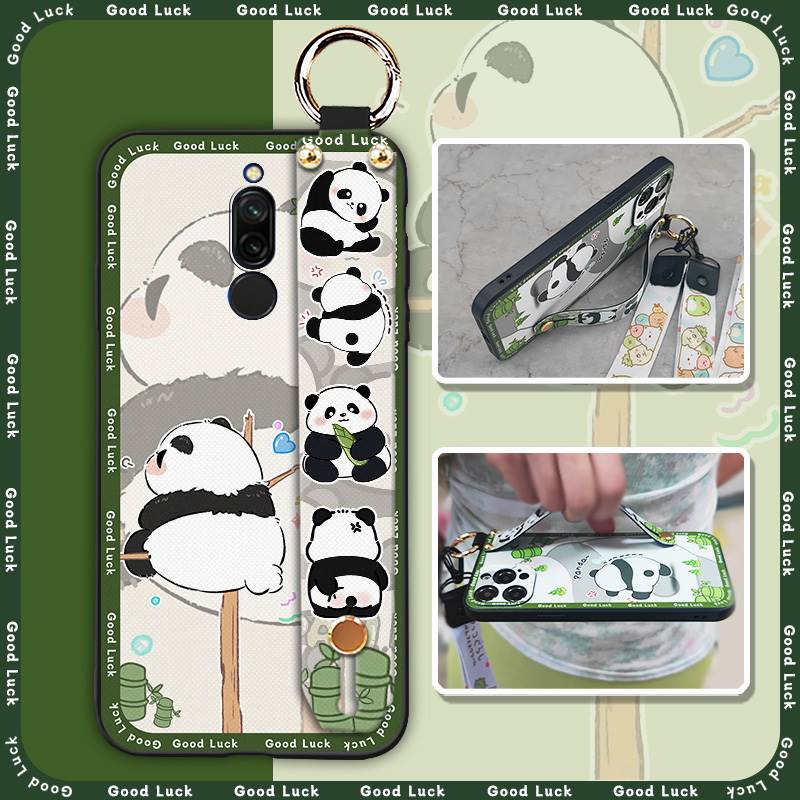 Cute Kickstand Phone Case For Xiaomi Redmi 8 Protective Silicone Cartoon Fashion Design Back Cover Lanyard Anti-knock