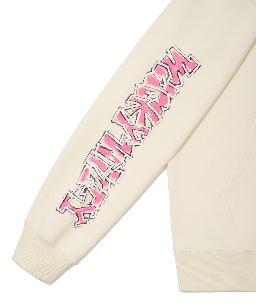Wacky Willy Spray Graphic Zip-Up Hoodie Cream