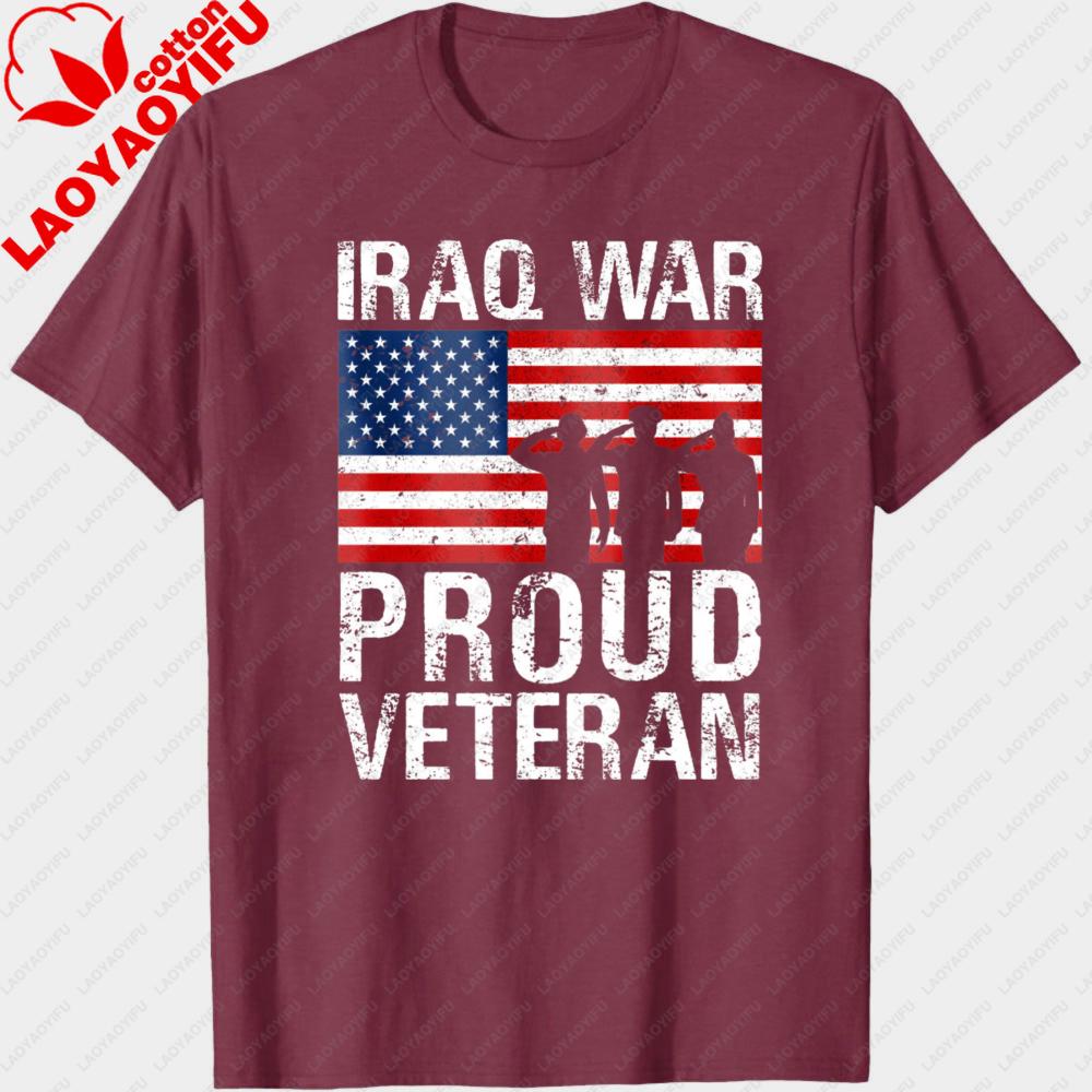 Proud Iraq Veteran Unisex Shirt Veteran Gift for Military Vet Unisex Women Combat Tops Unisex Clothes Summer Short Sleeve Tees