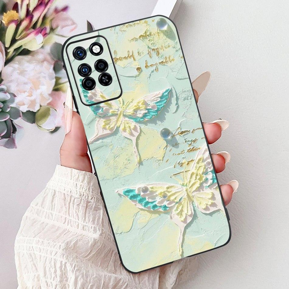 For Infinix Note 10 Pro Note10 Elegant Butterfly Cat Printed Phone Case For Infinix Note 10 10Pro NFC Black Silicone Soft Cases