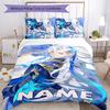 3pcs Custom Name Cartoon Genshin Impact Characters Bedding Set Duvet Cover Closure Includes 1 Duvet Cover & 2 Pillowcases for All Seasons Bedroom Deco