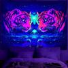 BVBOX Blacklight Animal Wolf Tapestry  Iridescent Mountain Top Wolf Tapestry Glow In The Dark, UV Reactive Black Light U