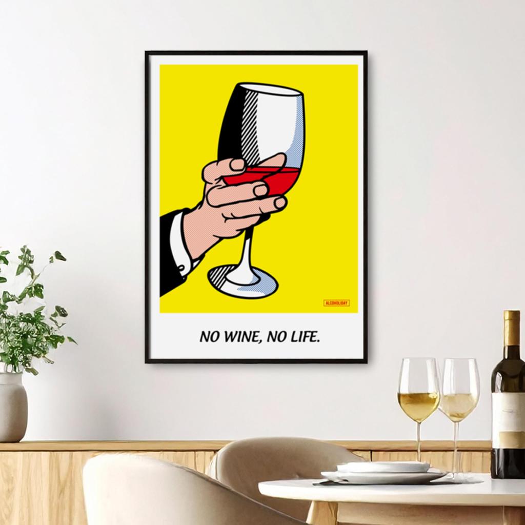 ALCOHOLIDAY Art Stylish Pop No No Life Poster, Poster, A2, Interior, Scandinavian, Alcohol, Wine, Art, Wine,