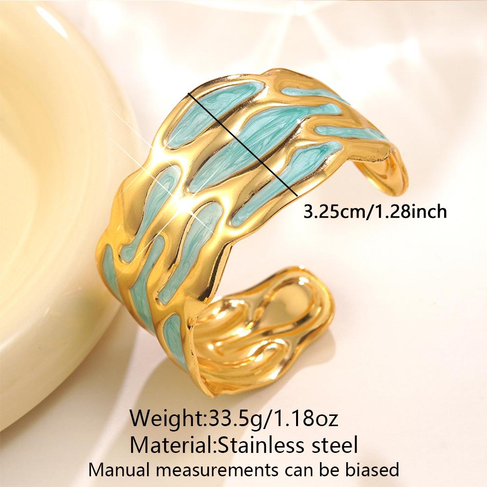 Fashionable Ladies' Oil-dripping Stainless Steel Open Bracelet, Versatile Stainless Steel Bracelet Factory