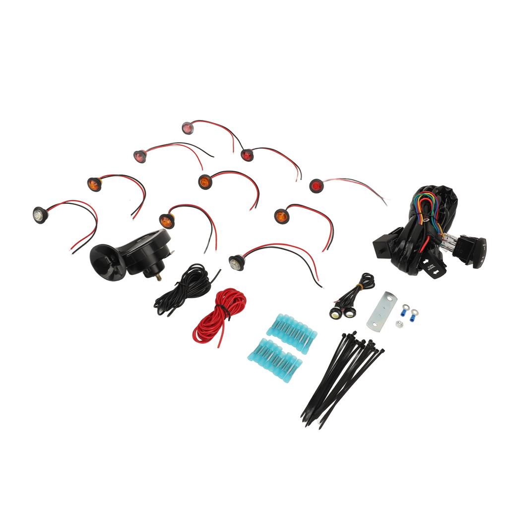 DC12V Turn Signal Horn Kit Universal Fit Street Legal Rocker Switch Kit for UTV ROV ATV Golf Cart