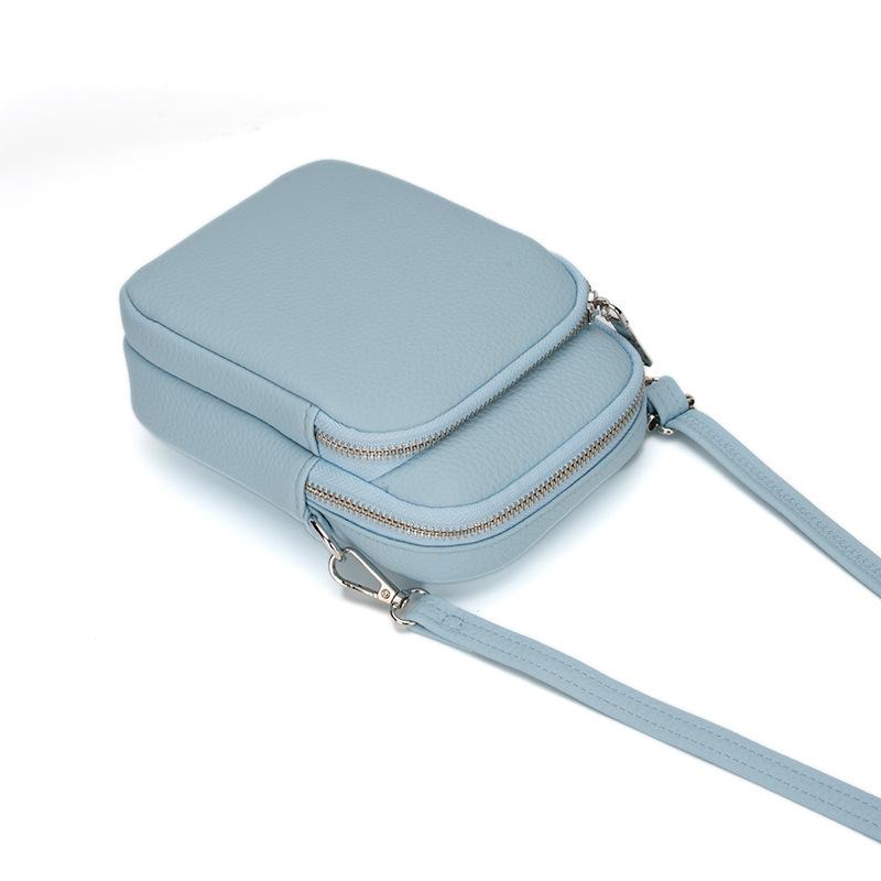Vysokokvalitná taška na mobilný telefón, Jednoramenná crossbody taška s dvoma zipsami, Malá okrúhla taška