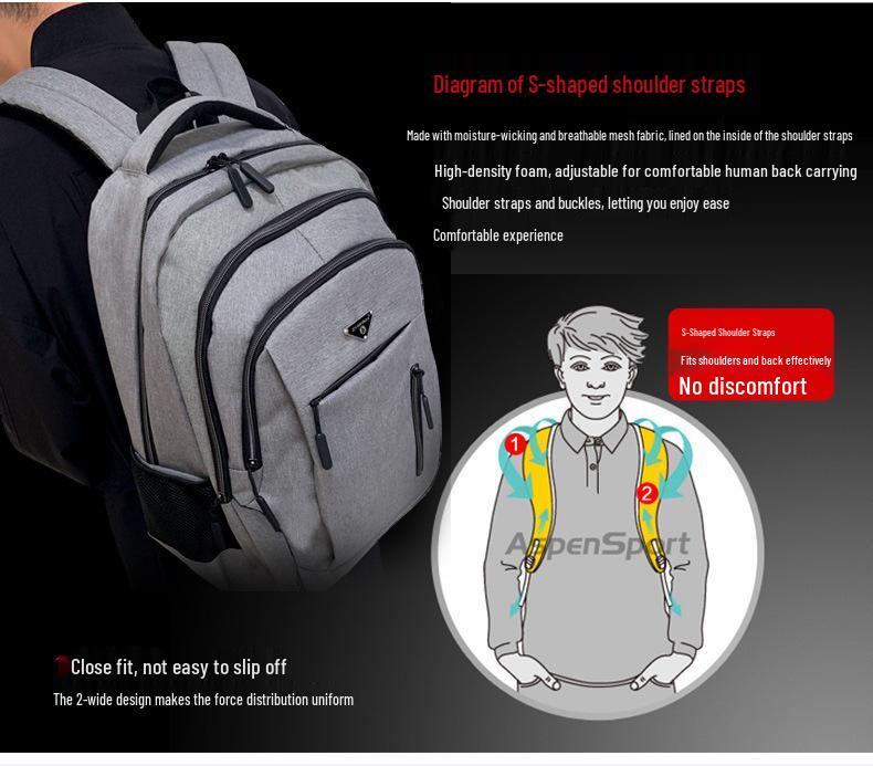 USB Rechargeable Large Capacity Backpack for Students, Boys & Girls, Double Shoulder & Business Laptop Use