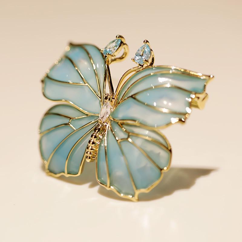 Dili Xue Blue Starry River Butterfly Brooch: High-End Niche Jewelry Accessory.