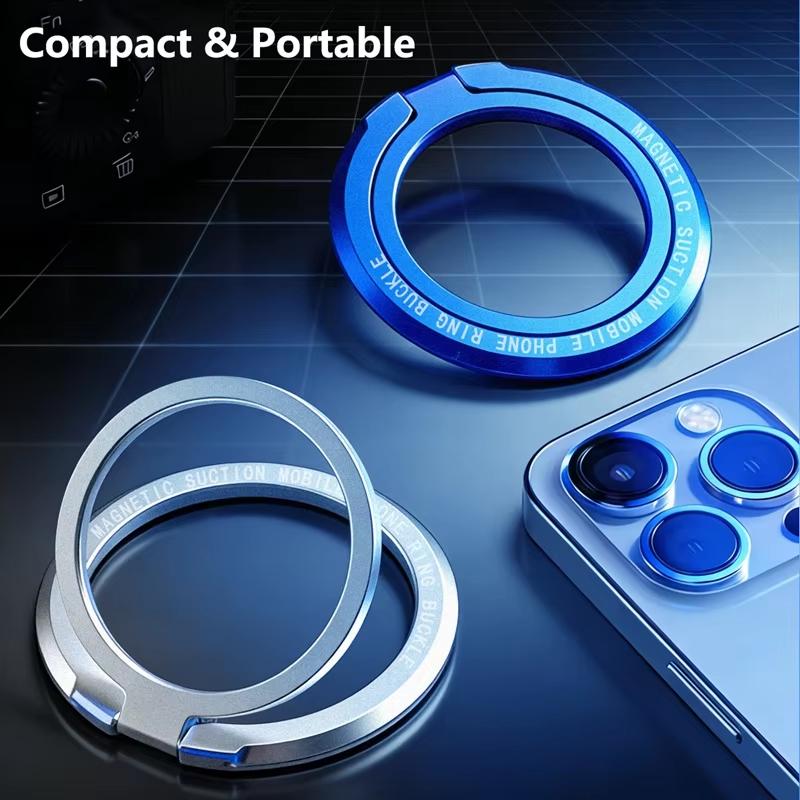 Foldable Metal Magnetic Phone Finger Ring Grip 360° Rotatable Stand Mount Strong Adhesive for Travel Phone Anti-Lost Use
