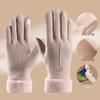 Women's Winter Touchscreen Velvet Gloves - Windproof, Fur-Lined, Ideal for Outdoor Activities and Cycling.