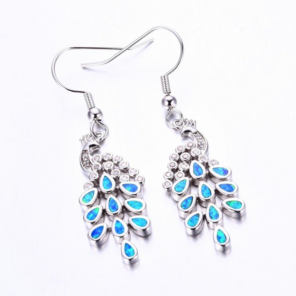 Новые модные серьги с изображением павлина и синим огненным опалом из ...