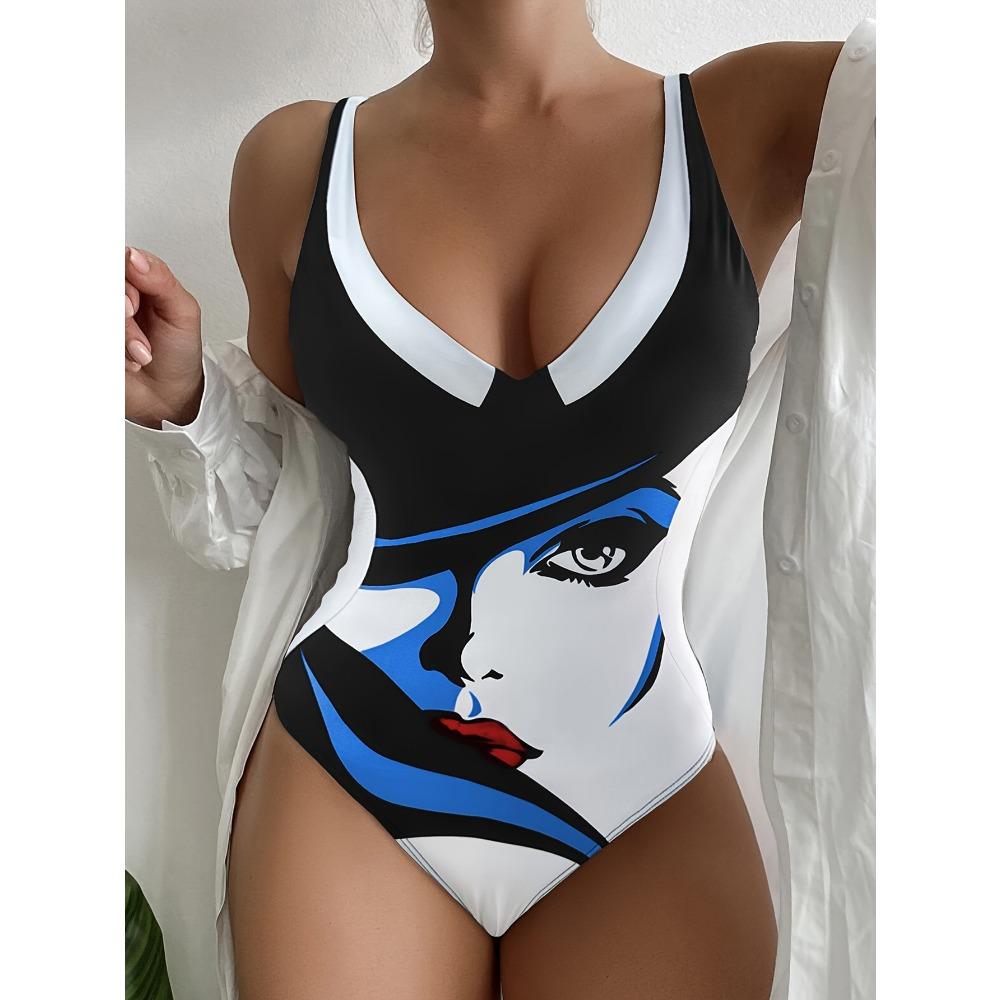 Kvinner One Piece Mote Sexy badedrakt med høy midje Kvinners tynn og konservativ badedrakt i stor størrelse Strand Badetøy Bikini ved sjøen