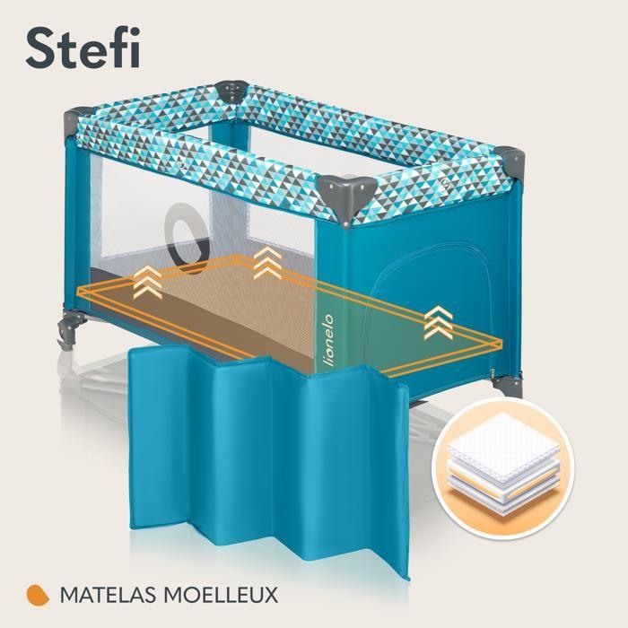 Lit Parapluie Compact 2en1 LIONELO Stefi - Parc Bébé - 0-36 Mois - Sac De Transport - Pliage Rapide - 2 X Roulettes - Turqoise