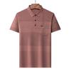 Sommer Herren Revers Kurzarm T-Shirt für junge und mittlere Männer Gestreifte Oberteile Taschenversion Dünne Halbarm Casual Herren Kurzarm