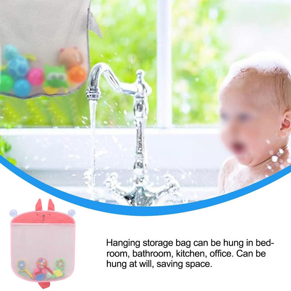 Water Draining Storage Net Bathroom Organizer Suction Cup Hooks Bathtub Storage Net Polyester Fiber Self-adhesive Suction Cup