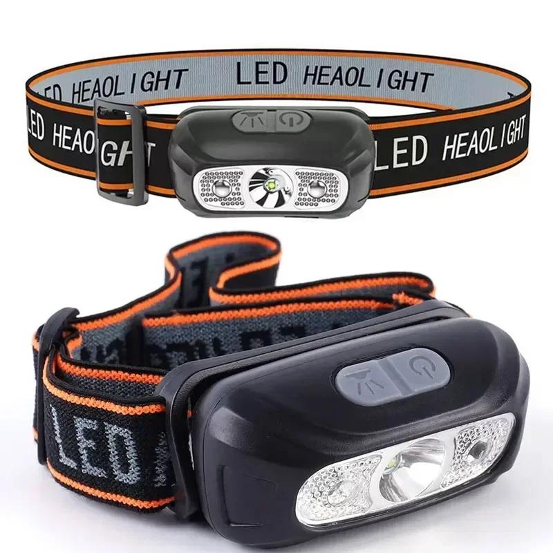 Mini LED Headlamp Built-in Battery USB Rechargeable Head Torch Outdoor Camping Fishing Head Flashlight Searchlight Headlight