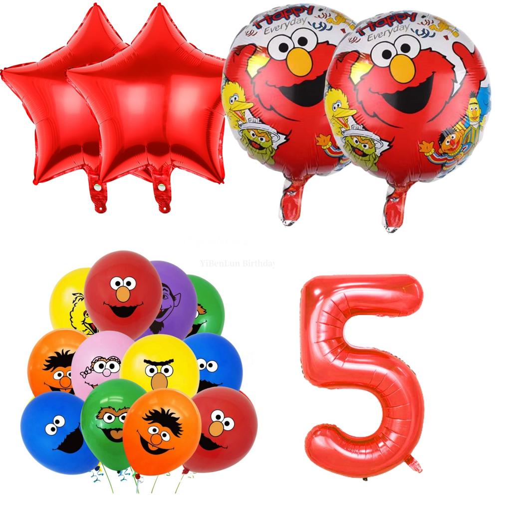 Sesame Cartoon Street Birthday Party Decoration Elmo Birthday Balloon Tablecloth Cup Plate Gift Bag Baby Shower Kid Party Favors