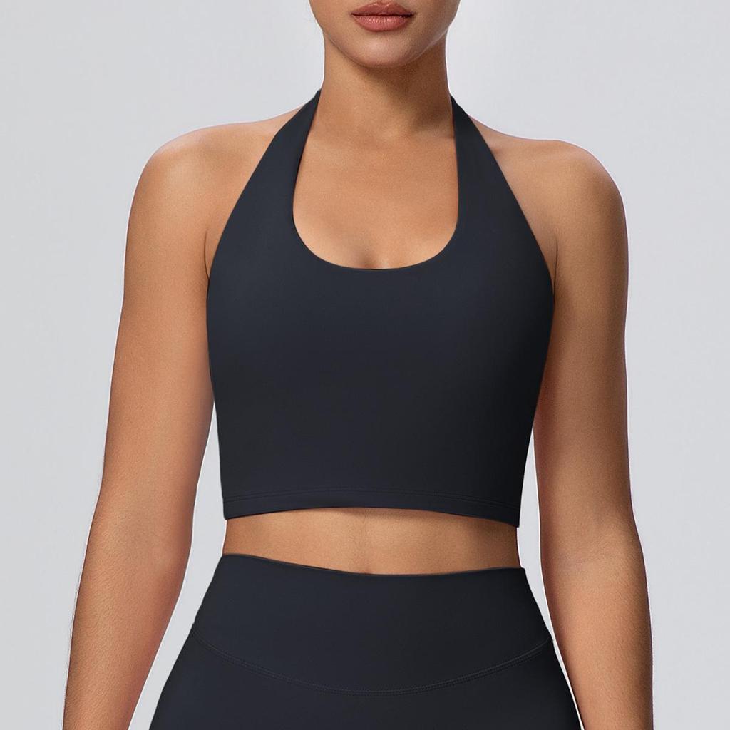 Cloud Feeling Women's Halter Backless Yoga Tank Top with Built-in Chest Pads - Fitness Sportswear