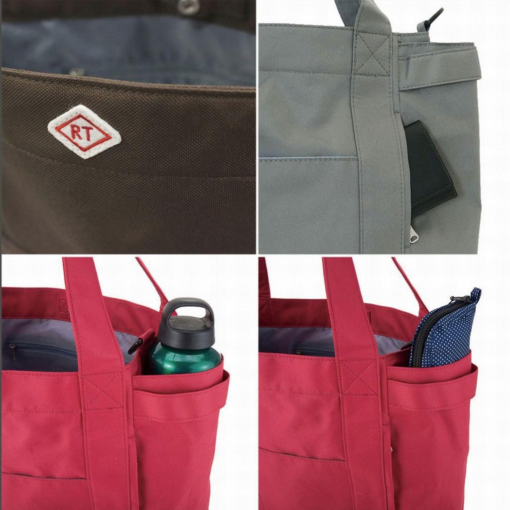 Rootote Women's A4 Tote Bag, Water-Repellent, Lightweight, with 8 Mid-Pockets, 0714 (1403 Red)
